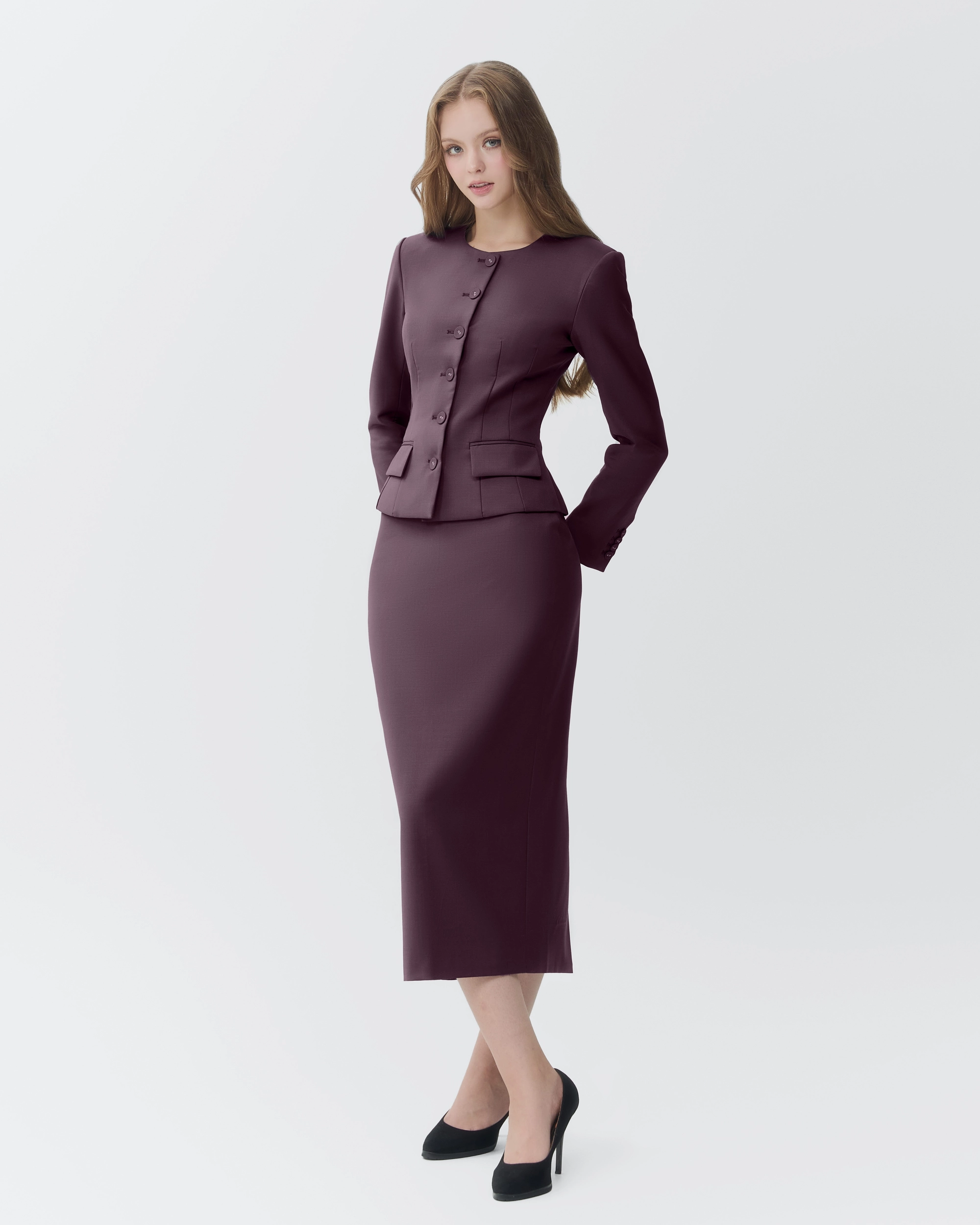 burgundy suit dress women Velora Burgundy Pinstripe Blazer Dress – Ellaé Lisqué