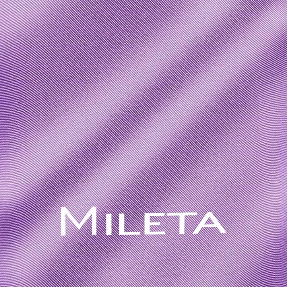 Purple diagonal striped background with the word MILETA in white, highlighting textured design.