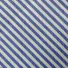 Close-up of blue and white diagonal striped fabric texture.