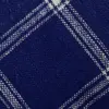 Navy blue and white checkered fabric texture, close-up view of woven textile pattern.