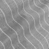 Close-up of gray fabric with wavy white pinstripes pattern creating a textured surface.