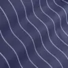 Close-up of navy fabric with wavy white pinstripes pattern, creating a textured and stylish textile background.