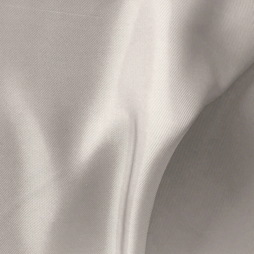 Close-up of smooth, shiny gray fabric with a flowing texture, showcasing light and shadow variations. Ideal for fabric-related content.