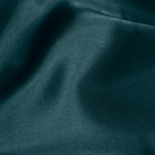 Dark green satin fabric with smooth texture and gentle folds, highlighting its luxurious and elegant appearance.